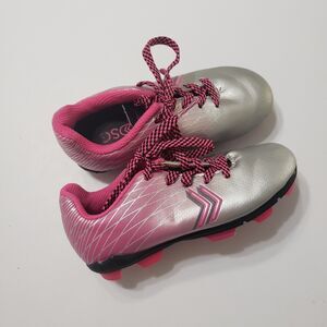 DSC Pink Metallic Girls Soccer Shoes Lace Up Size 9 Sports Round Toe